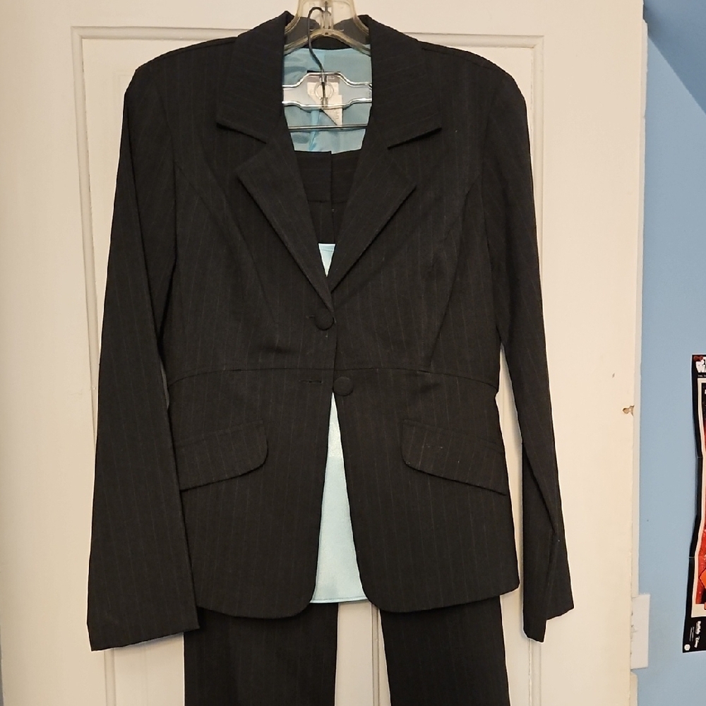 Black Pinstripe Blazer and Pants Set